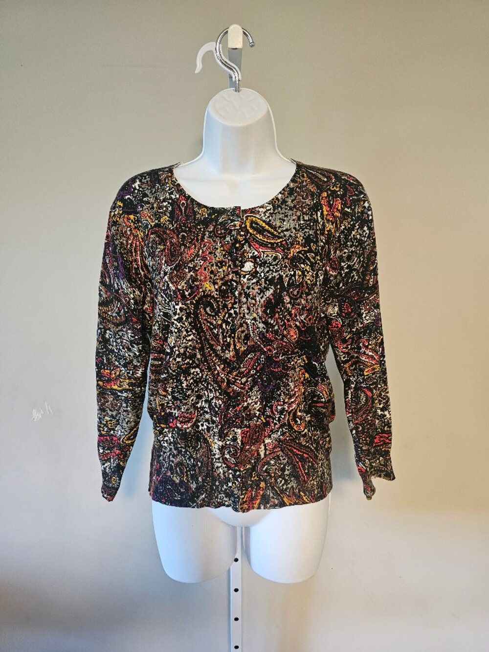 Grace Cardigan Sweater Black Red Paisley Grunge Goth Casual L